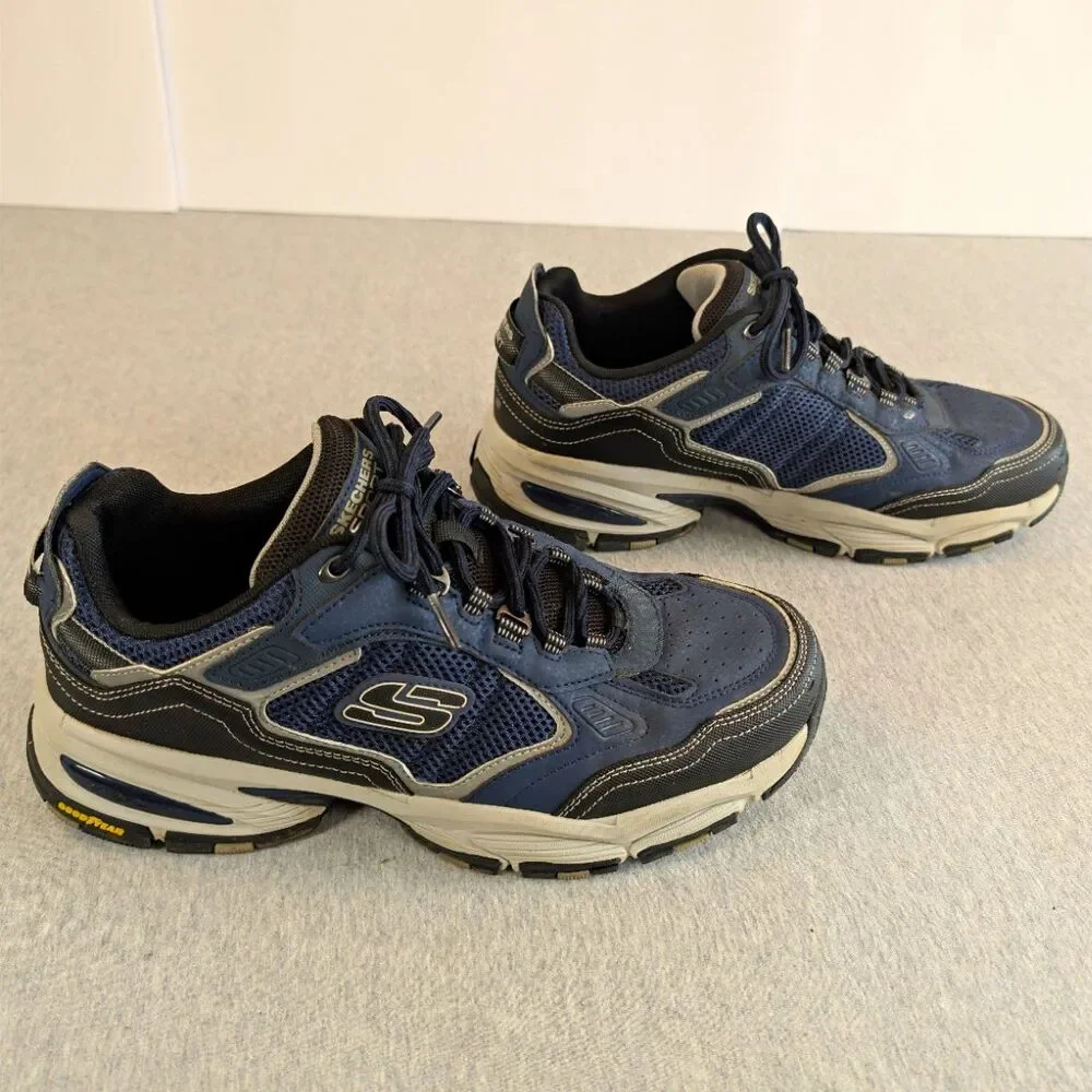 Skechers Men's Blue/Black Low Top Lace Up Athletic Sneaker Wide Fit 237145W S8.5